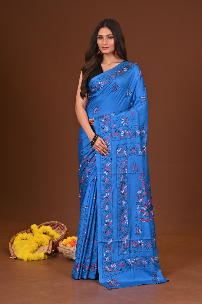NILANJANA BLENDED SILK KANTHA SAREE