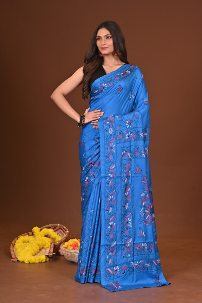 NILANJANA BLENDED SILK KANTHA SAREE