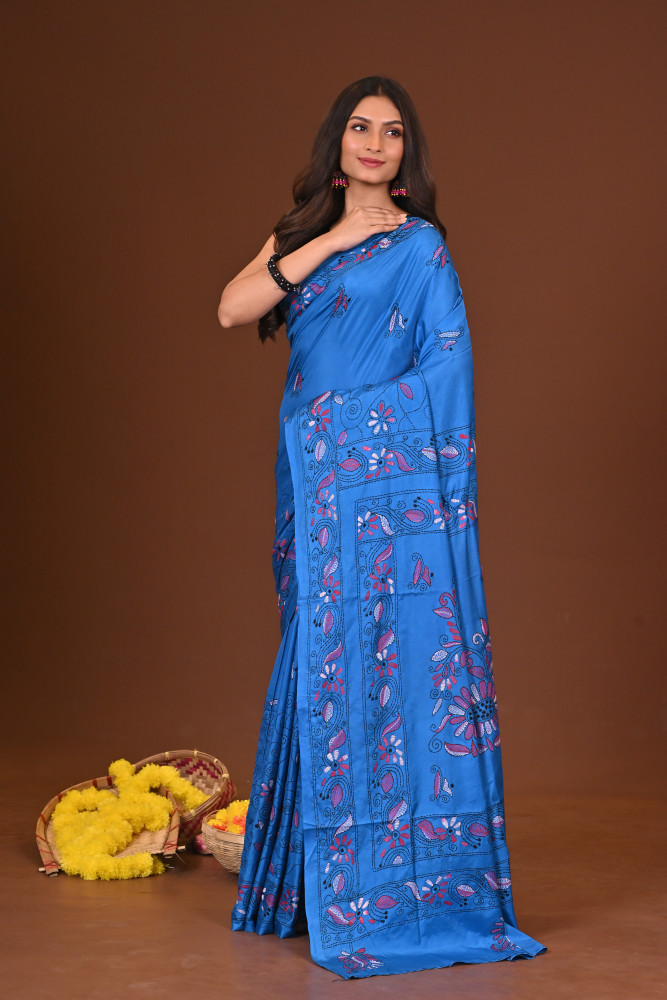 NILANJANA BLENDED SILK KANTHA SAREE