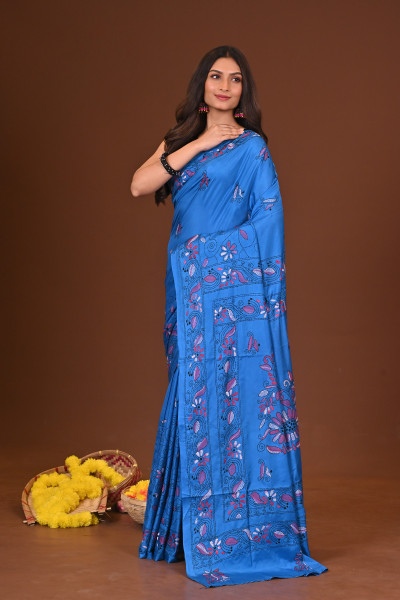 NILANJANA BLENDED SILK KANTHA SAREE