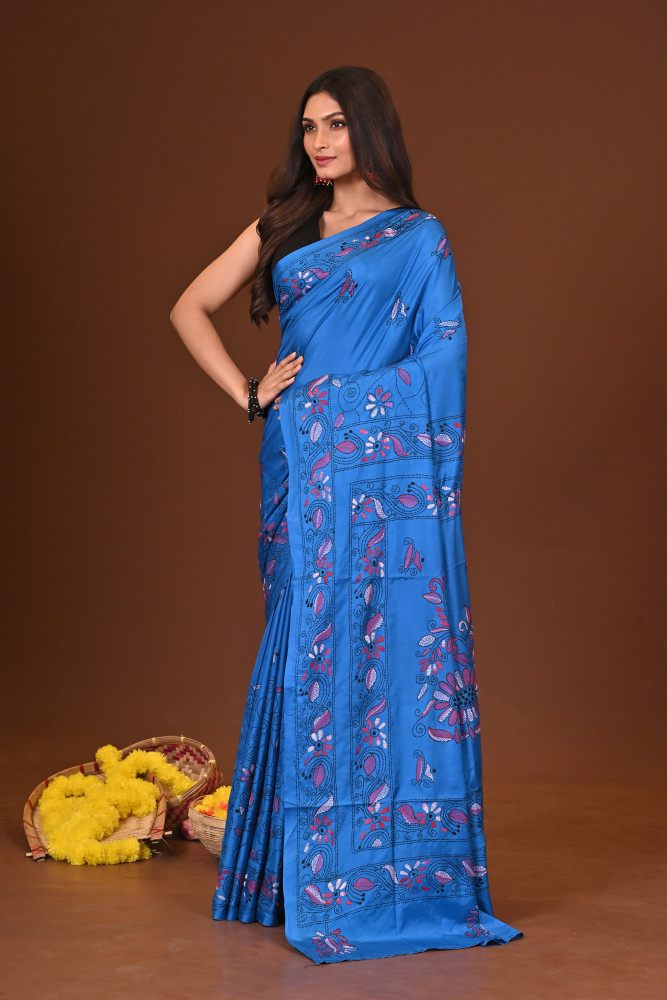 NILANJANA BLENDED SILK KANTHA SAREE