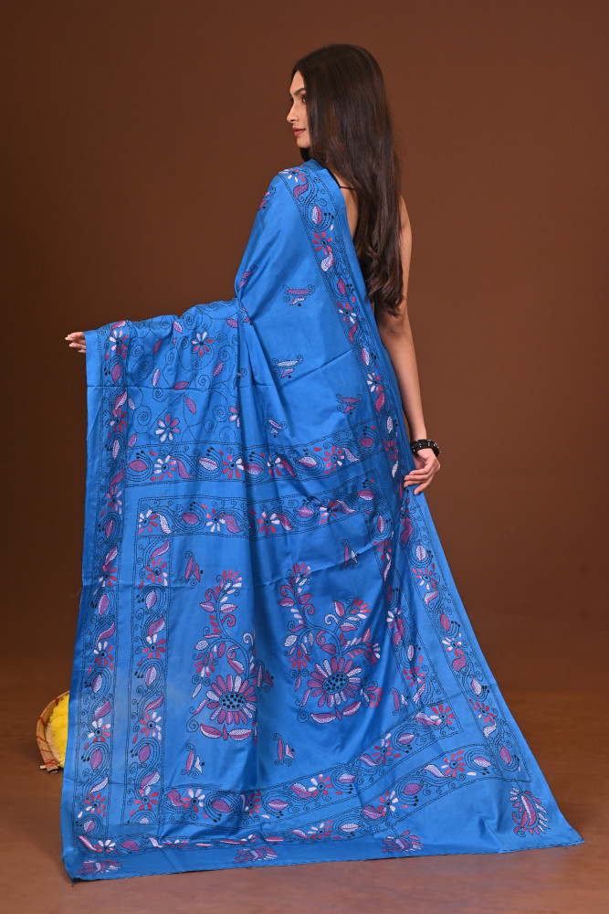NILANJANA BLENDED SILK KANTHA SAREE