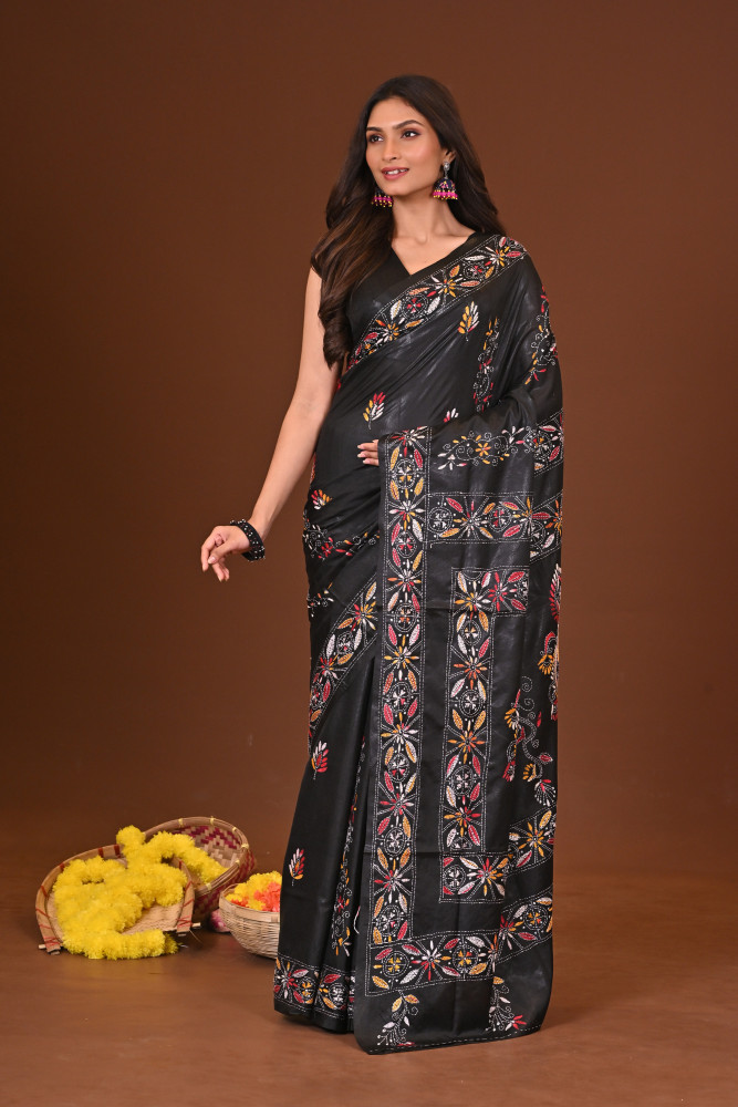 NISHIDHAGA BLENDED SILK KANTHA SAREE