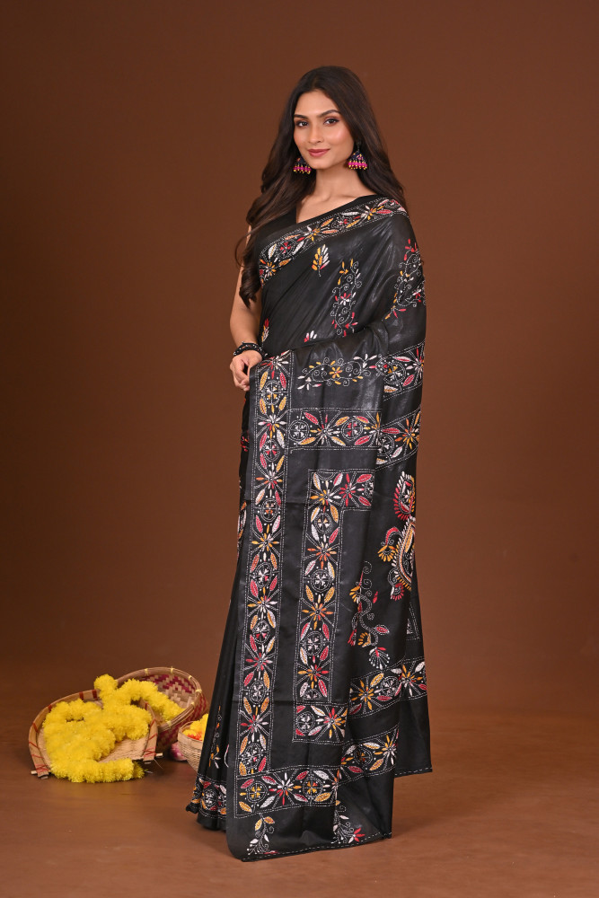 NISHIDHAGA BLENDED SILK KANTHA SAREE