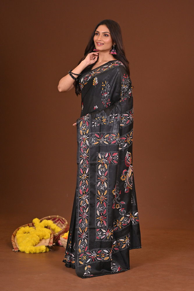 NISHIDHAGA BLENDED SILK KANTHA SAREE