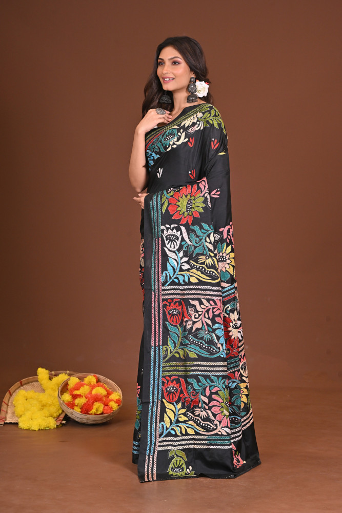 NISHITHNANDINI BLENDED SILK KANTHA SAREE