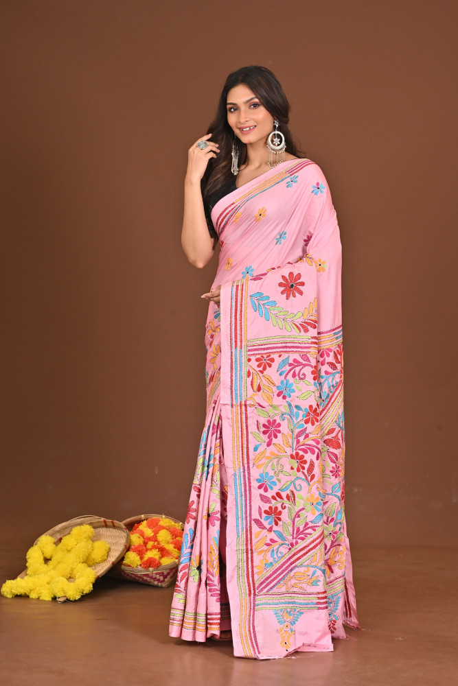 PALLAVINI BLENDED SILK KANTHA SAREE