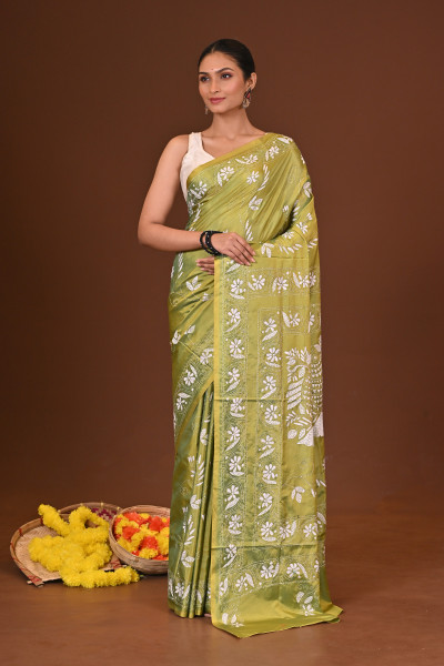 PANNA BLENDED SILK KANTHA SAREE