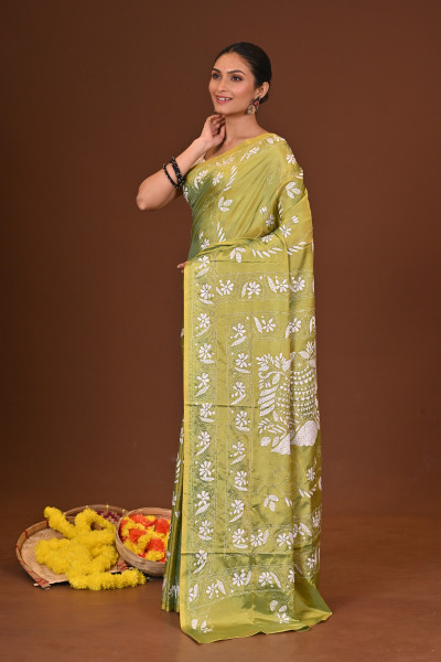 PANNA BLENDED SILK KANTHA SAREE
