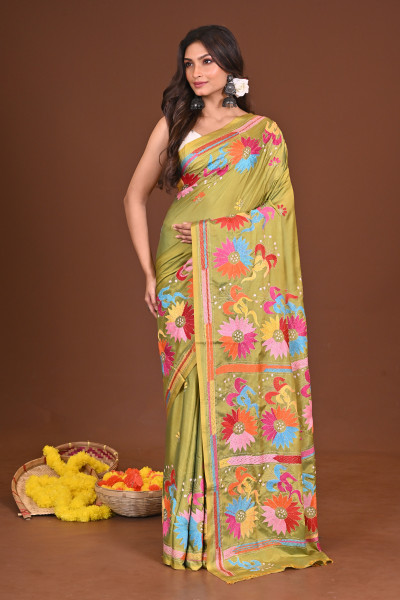 PATAPORI BLENDED SILK KANTHA SAREE