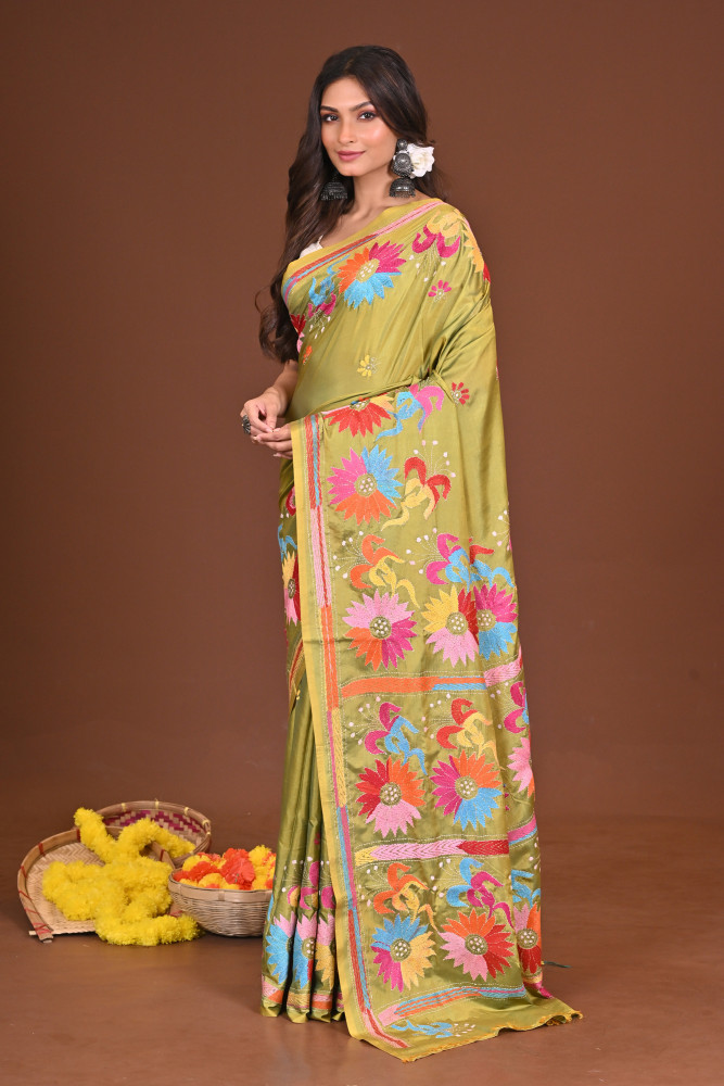 PATAPORI BLENDED SILK KANTHA SAREE