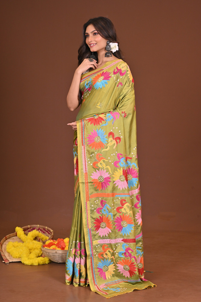 PATAPORI BLENDED SILK KANTHA SAREE