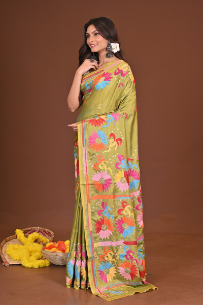 PATAPORI BLENDED SILK KANTHA SAREE