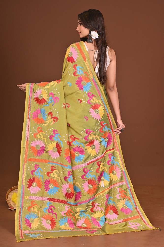 PATAPORI BLENDED SILK KANTHA SAREE