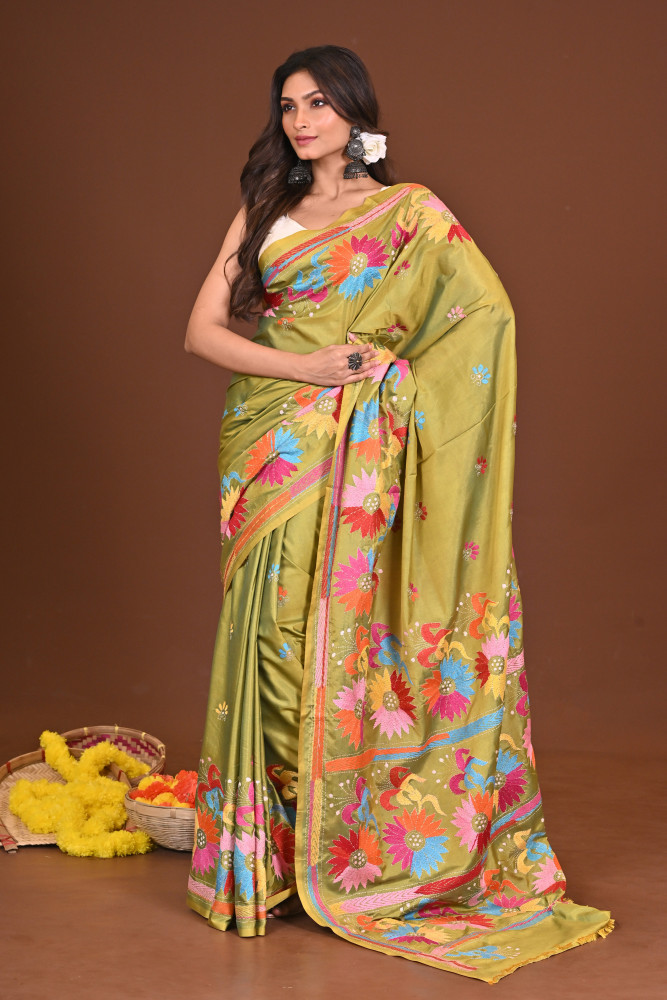 PATAPORI BLENDED SILK KANTHA SAREE
