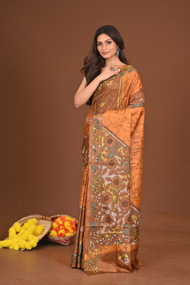 PEETAMBARA BLENDED SILK KANTHA SAREE