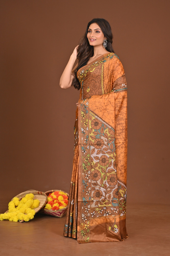 PEETAMBARA BLENDED SILK KANTHA SAREE
