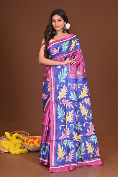 PHOOLKOLI TUSSAR DIY HANDPAINT KANTHA SAREE
