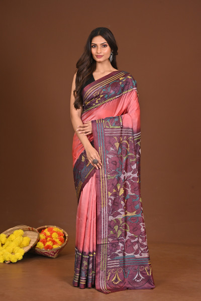 PRABHARANJAN BLENDED SILK KANTHA SAREE