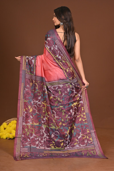 PRABHARANJAN BLENDED SILK KANTHA SAREE