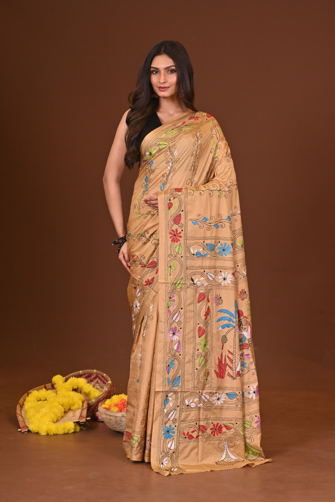 PRABHATI BLENDED SILK KANTHA SAREE