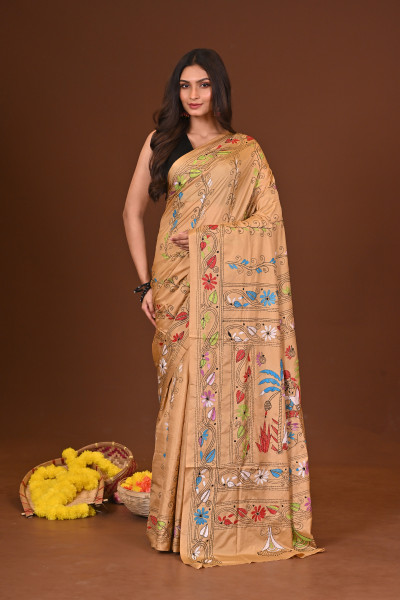 PRABHATI BLENDED SILK KANTHA SAREE