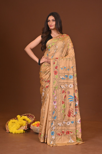 PRABHATI BLENDED SILK KANTHA SAREE