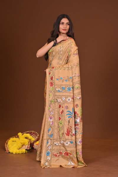 PRABHATI BLENDED SILK KANTHA SAREE