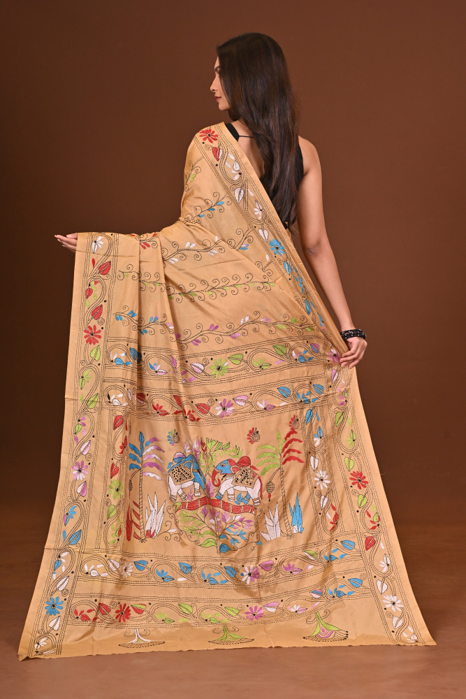 PRABHATI BLENDED SILK KANTHA SAREE