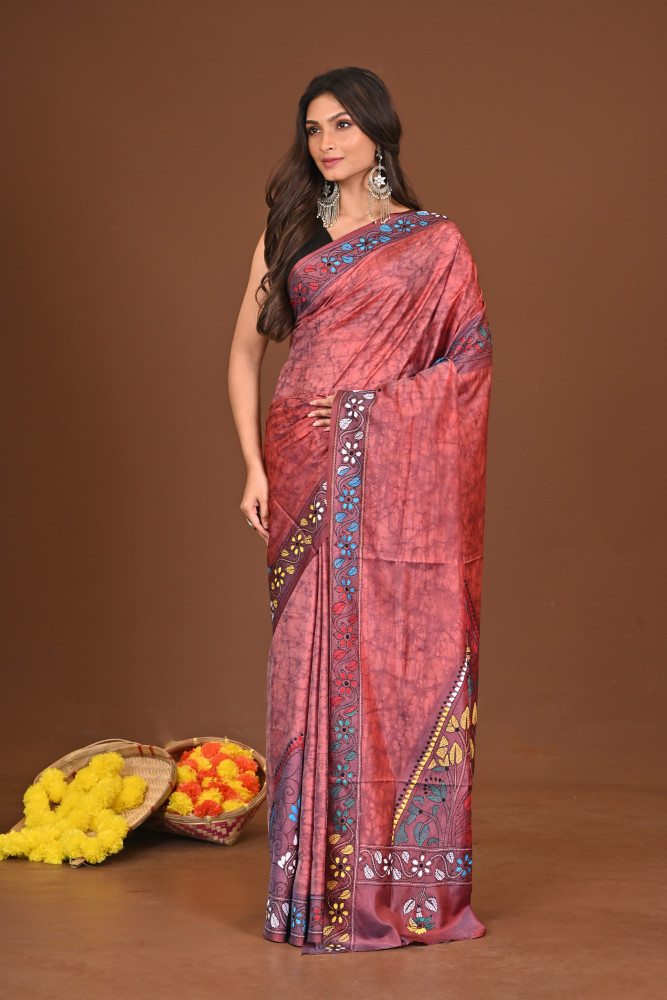 PRERONAPAKHI BLENDED SILK KANTHA SAREE