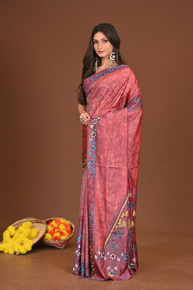 PRERONAPAKHI BLENDED SILK KANTHA SAREE