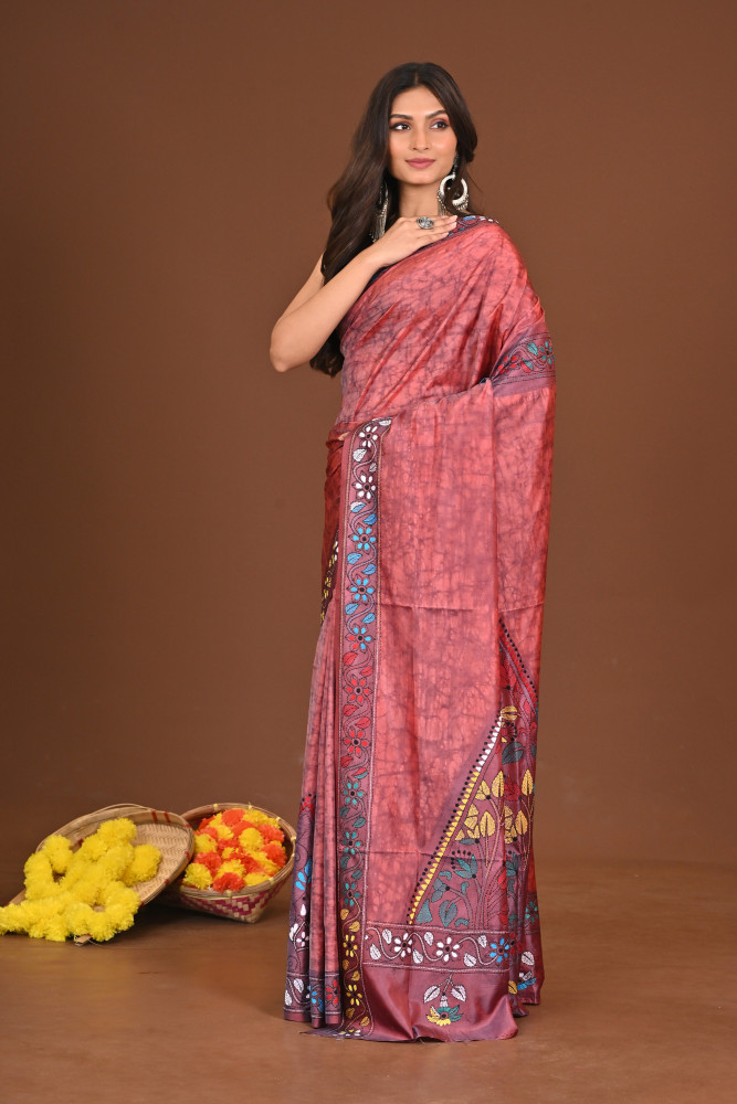 PRERONAPAKHI BLENDED SILK KANTHA SAREE