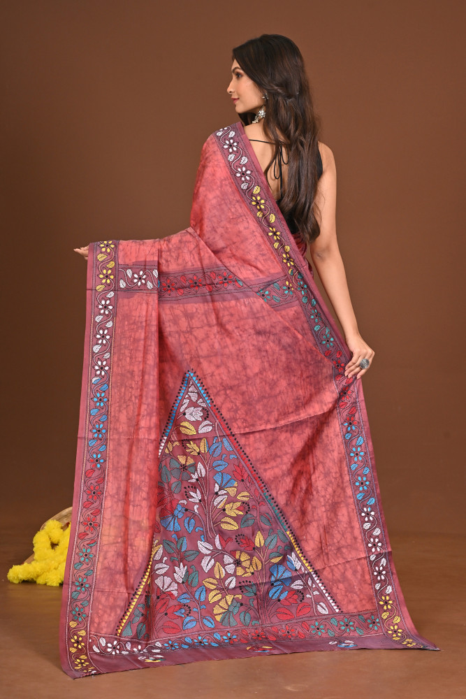 PRERONAPAKHI BLENDED SILK KANTHA SAREE
