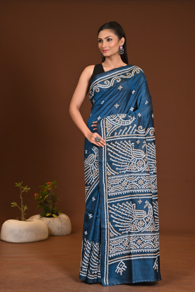 PURE SILK  GUJRATI KANTHA SAREE