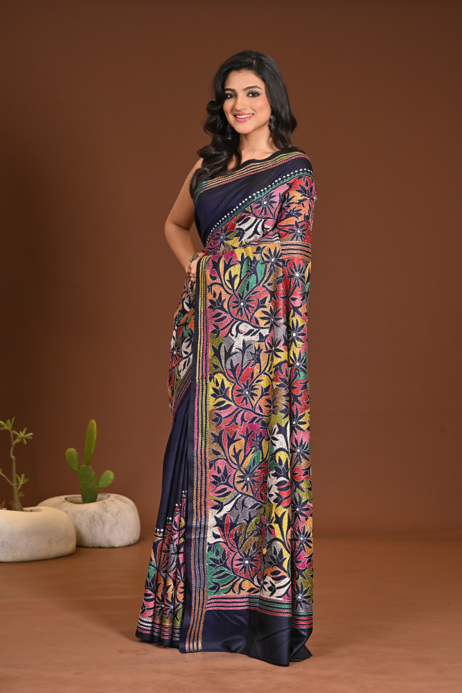 PURE SILK KANTHA SAREE