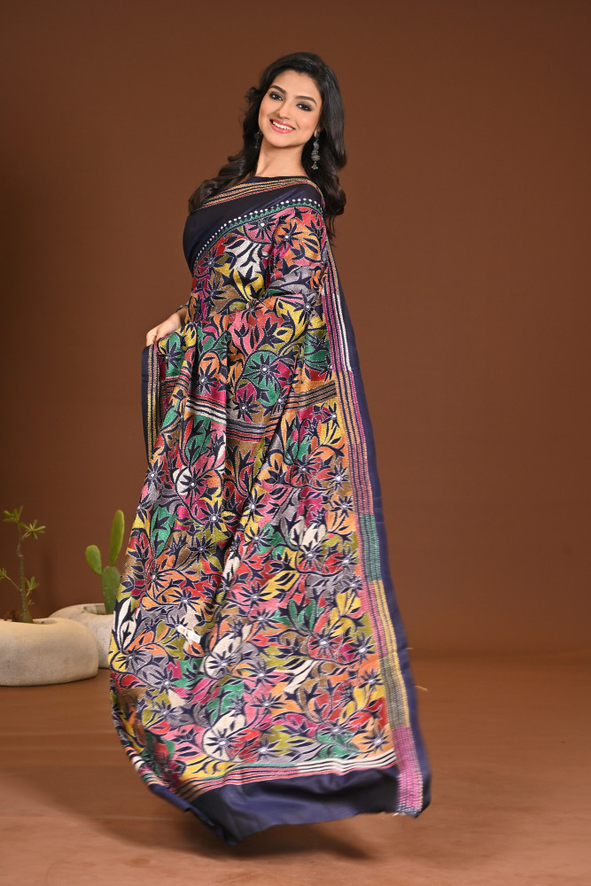 PURE SILK KANTHA SAREE