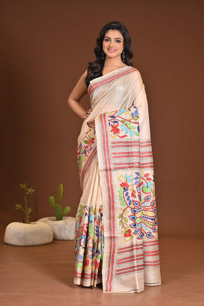 PURE SILK KANTHA SAREE
