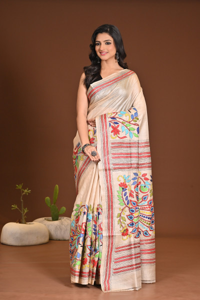 PURE SILK KANTHA SAREE