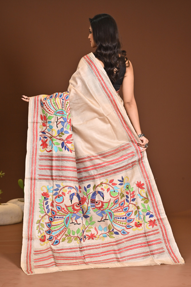 PURE SILK KANTHA SAREE