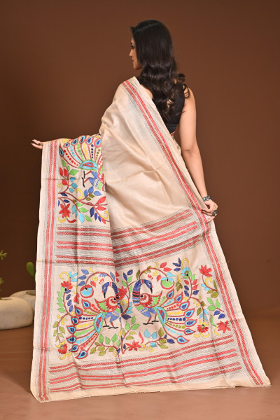 PURE SILK KANTHA SAREE