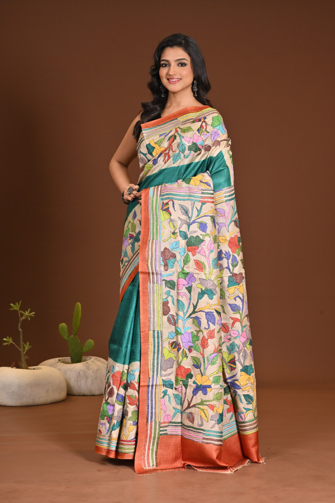 Image of PURE SILK KANTHA SAREE