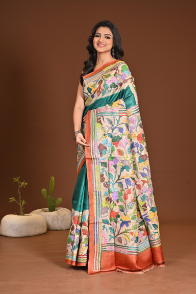 PURE SILK KANTHA SAREE