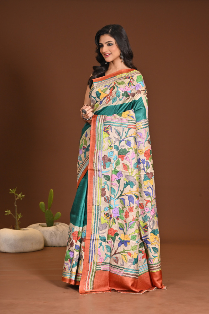 PURE SILK KANTHA SAREE