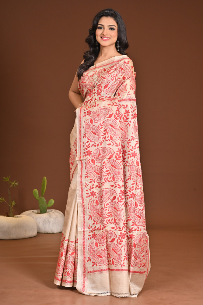 PURE SILK KANTHA SAREE