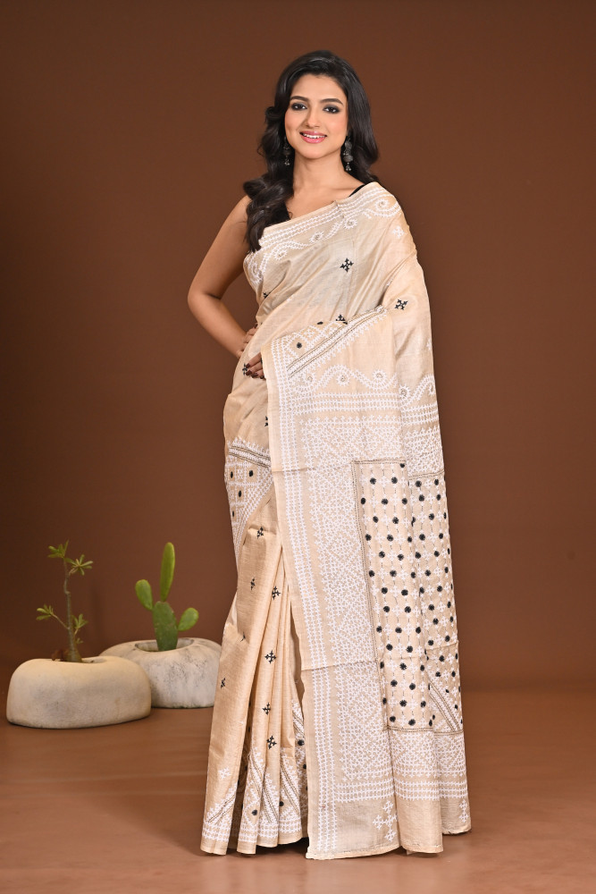 Image of PURE SILK KANTHA SAREE