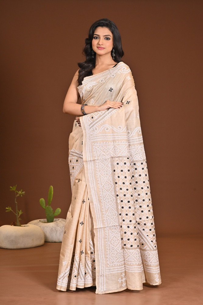 PURE SILK KANTHA SAREE