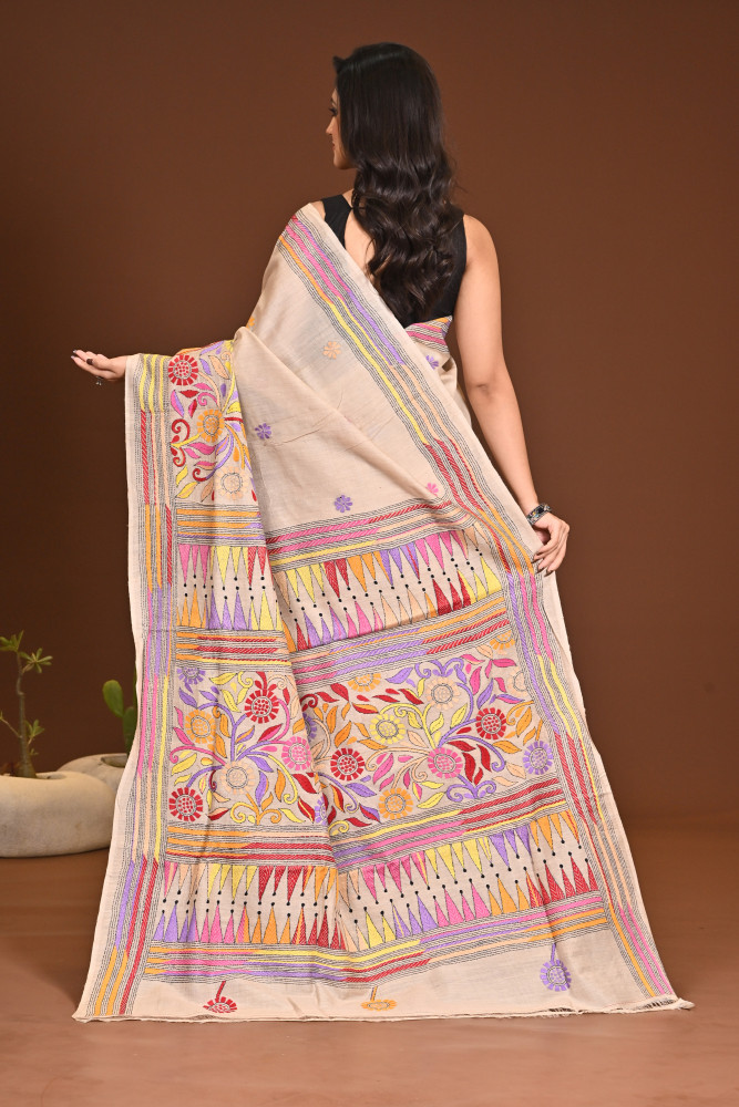 PURE SILK KANTHA SAREE