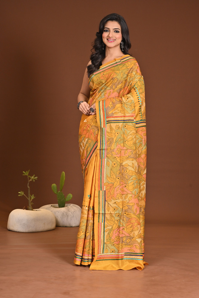 Image of PURE SILK KANTHA SAREE