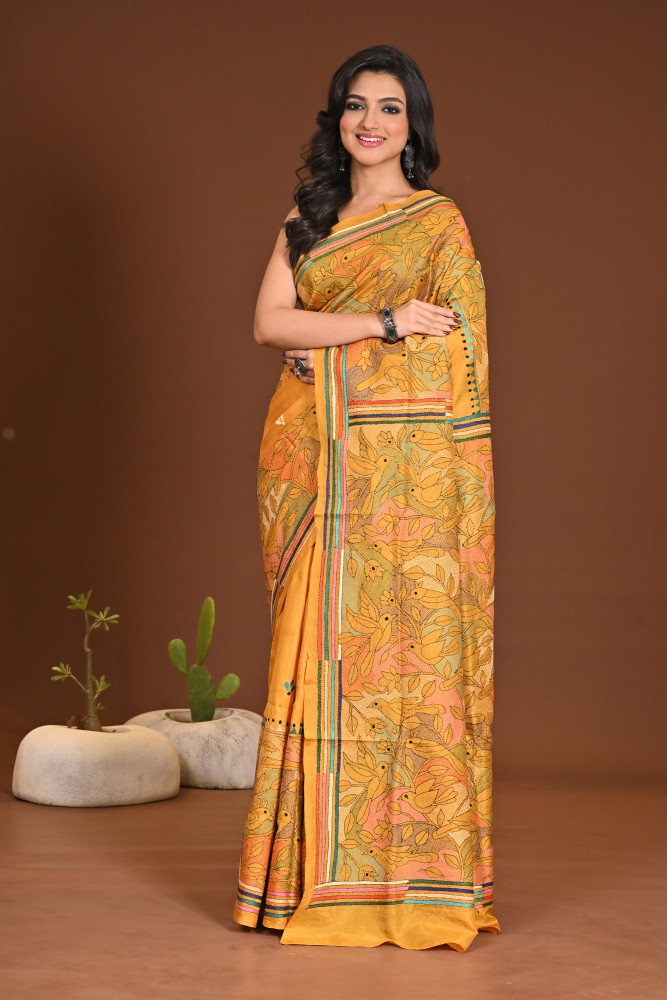 PURE SILK KANTHA SAREE