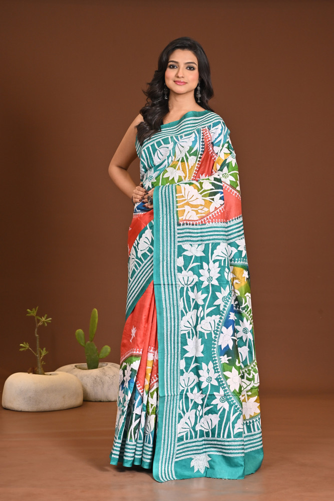 Image of PURE SILK KANTHA SAREE